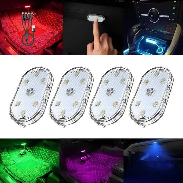 Alt view image 6 of 6 - _Mega Brand Wireless Rechargeable Led Lights for Car with Usb 4-Way Easy Charger I 7-Color Car Led Lights Interior Car Accessories for Women&Men I Magnetic Interior Car Lights for Ambient Lighting Car