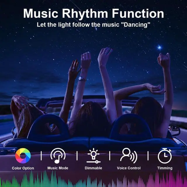 Alt view image 6 of 7 - _Mega Brand Interior Car LED Lights with Wireless APP/RF Remote Control,RGB 6 in 1 Ambient Lighting Kit with 315 Inches Fiber Optic,16 Million Color Neon Strip Inside Sync to Music