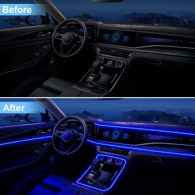 Alt view image 5 of 7 - _Mega Brand Interior Car LED Lights with Wireless APP/RF Remote Control,RGB 6 in 1 Ambient Lighting Kit with 315 Inches Fiber Optic,16 Million Color Neon Strip Inside Sync to Music
