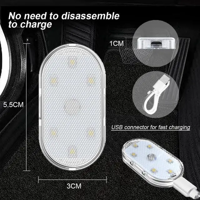 Alt view image 2 of 7 - _Mega Brand Car Interior Wireless Led Lights, 7 Colors Car Ambient Lighting with 6 Bright Led Lamp Beads, USB Rechargeable Car Interior Portable Magnetic Car Reading Light Night Light