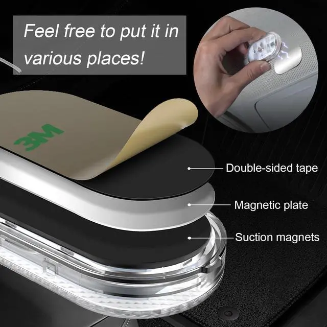 Alt view image 4 of 7 - _Mega Brand Car Interior Wireless Led Lights, 7 Colors Car Ambient Lighting with 6 Bright Led Lamp Beads, USB Rechargeable Car Interior Portable Magnetic Car Reading Light Night Light