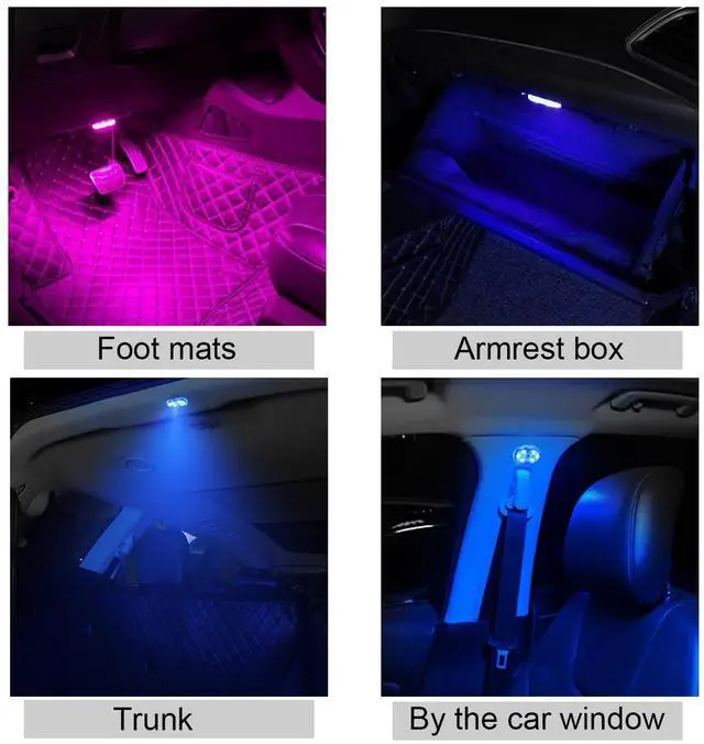 Alt view image 6 of 7 - _Mega Brand Car Interior Wireless Led Lights, 7 Colors Car Ambient Lighting with 6 Bright Led Lamp Beads, USB Rechargeable Car Interior Portable Magnetic Car Reading Light Night Light