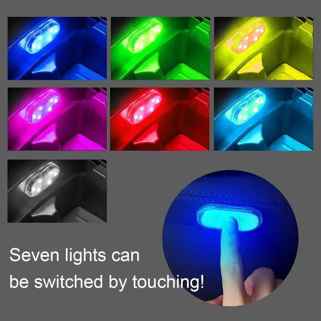 Alt view image 7 of 7 - _Mega Brand Car Interior Wireless Led Lights, 7 Colors Car Ambient Lighting with 6 Bright Led Lamp Beads, USB Rechargeable Car Interior Portable Magnetic Car Reading Light Night Light
