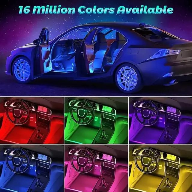 Alt view image 2 of 7 - _Mega Brand Car LED Interior Strip Lights, RGB Car Interior LED Light Wireless APP and Remote Control, 9 in 1 Ambient Lighting Kit with 236 Inches Fiber Optic, EL Wire Lights for Car Inside
