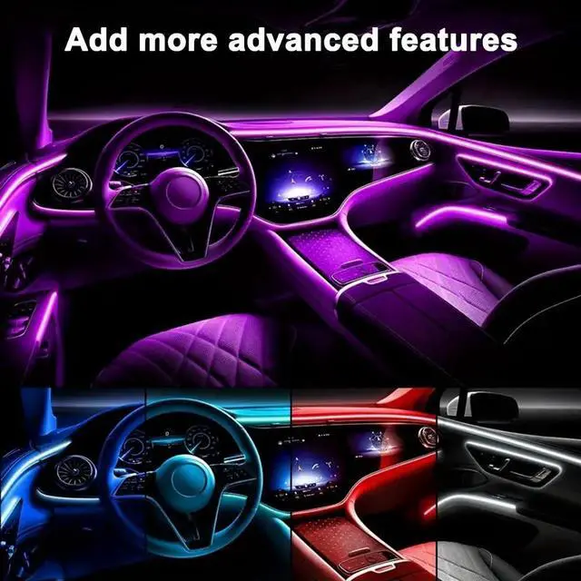 Alt view image 6 of 7 - _Mega Brand Car LED Interior Strip Lights, RGB Car Interior LED Light Wireless APP and Remote Control, 9 in 1 Ambient Lighting Kit with 236 Inches Fiber Optic, EL Wire Lights for Car Inside