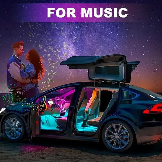 Alt view image 7 of 7 - _Mega Brand Car LED Interior Strip Lights, RGB Car Interior LED Light Wireless APP and Remote Control, 9 in 1 Ambient Lighting Kit with 236 Inches Fiber Optic, EL Wire Lights for Car Inside