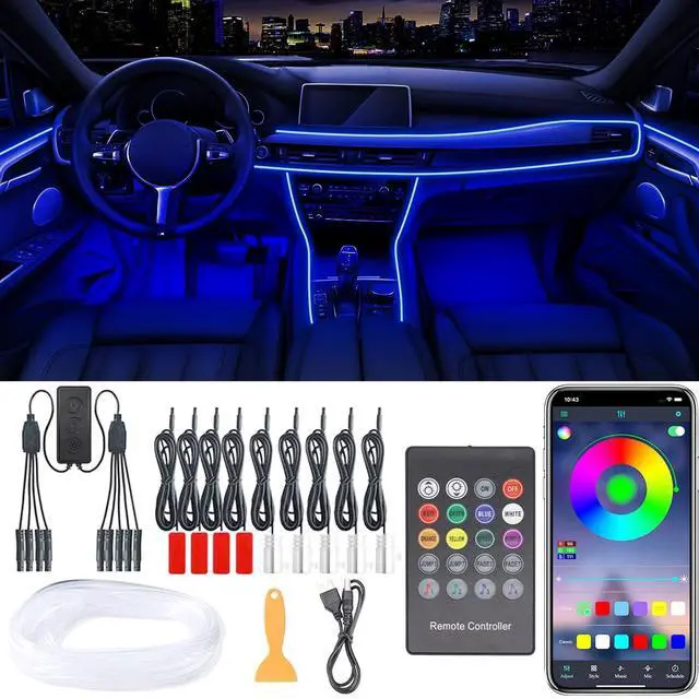 Main image of Interior Car LED Lights, 9 in 1 RGB Wireless Ambient Lighting Kit, USB 12V
