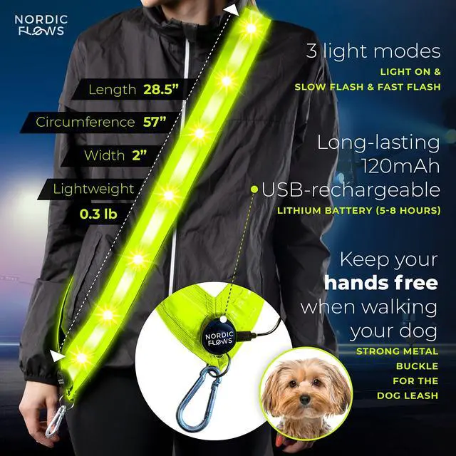 Alt view image 3 of 6 - _Mega Brand Rechargeable LED Reflective Lighted Vest for Night, Dog Lights for Dark Walking, Running Gear