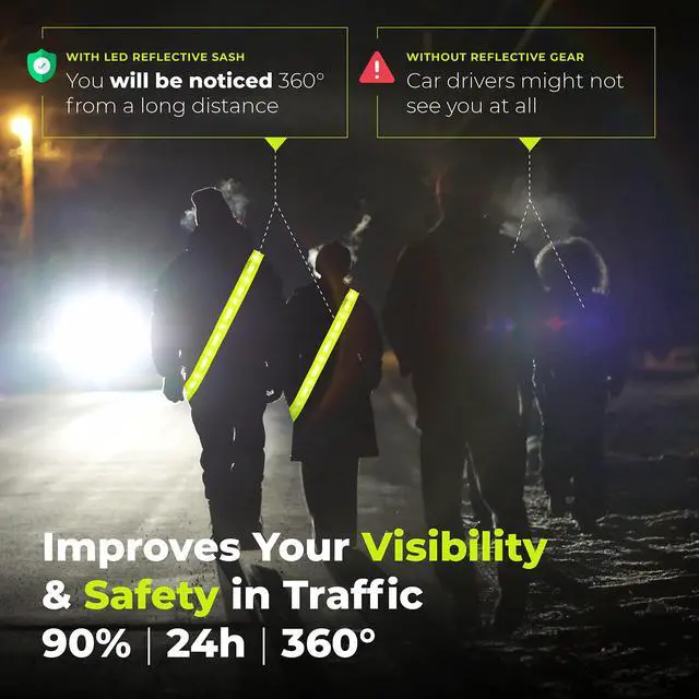 Alt view image 4 of 6 - _Mega Brand Rechargeable LED Reflective Lighted Vest for Night, Dog Lights for Dark Walking, Running Gear