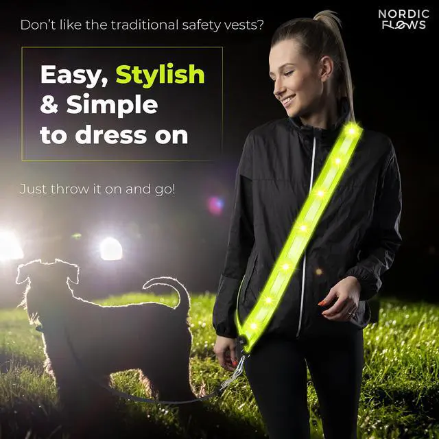 Alt view image 2 of 6 - _Mega Brand Rechargeable LED Reflective Lighted Vest for Night, Dog Lights for Dark Walking, Running Gear