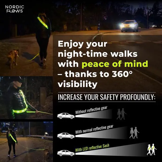 Alt view image 6 of 6 - _Mega Brand Rechargeable LED Reflective Lighted Vest for Night, Dog Lights for Dark Walking, Running Gear