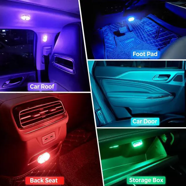 Alt view image 3 of 7 - _Mega Brand Wireless LED Lights for Car Interior Magnetic Interior Car LED Lights Portable for USB Rechargeable Night Decoration 7 Colors Ambient(4 Pcs,1.06 x 2.08 x 0.31 Inch)