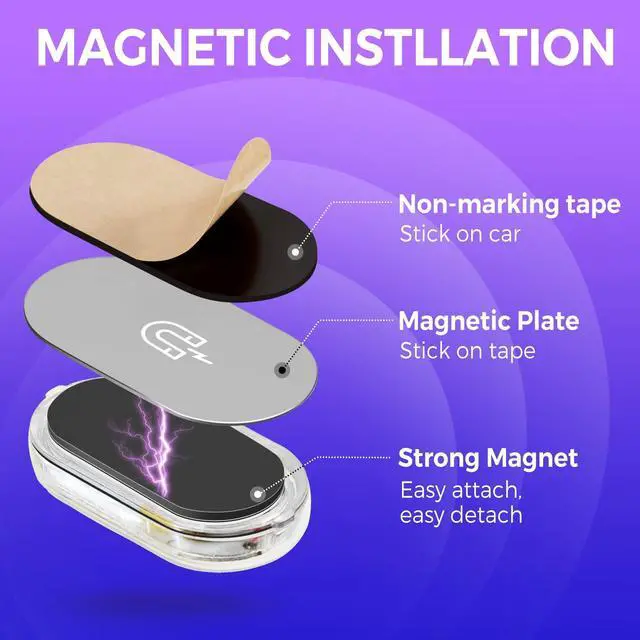 Alt view image 5 of 7 - _Mega Brand Wireless LED Lights for Car Interior Magnetic Interior Car LED Lights Portable for USB Rechargeable Night Decoration 7 Colors Ambient(4 Pcs,1.06 x 2.08 x 0.31 Inch)