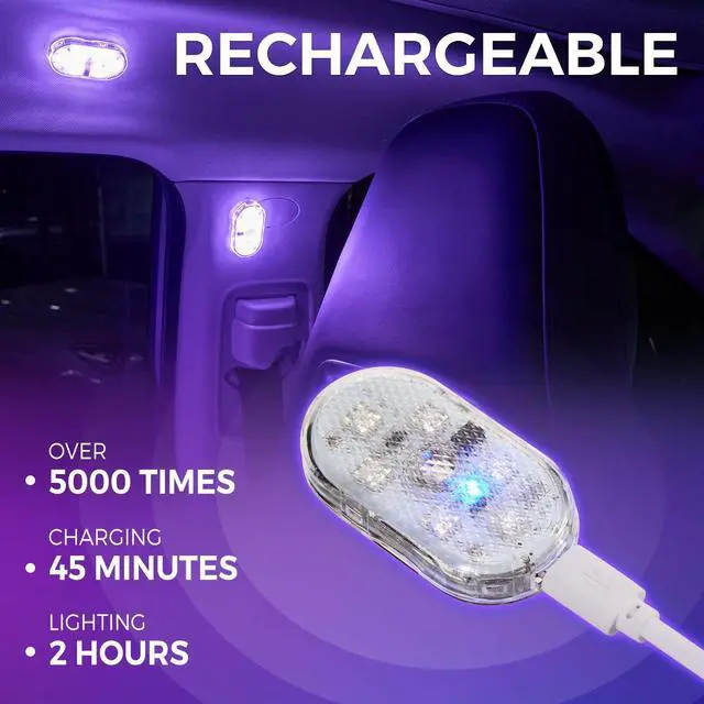 Alt view image 6 of 7 - _Mega Brand Wireless LED Lights for Car Interior Magnetic Interior Car LED Lights Portable for USB Rechargeable Night Decoration 7 Colors Ambient(4 Pcs,1.06 x 2.08 x 0.31 Inch)