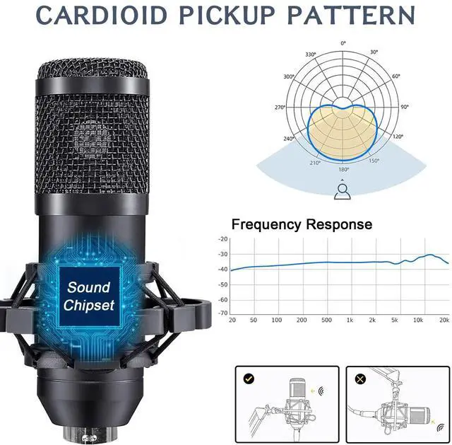 Alt view image 3 of 7 - _Mega Brand Podcast Equipment Bundle For 2, Audio Interface with Cardioid Designer BM800 Mic for Gamer and All-In-One DJ Mixer, perfect for Live Streaming, Singing, YouTube, Gaming