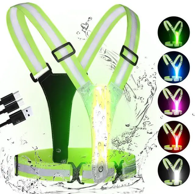 Main image of _Mega Brand LED Reflective Vest Running Gear,High Visibility Reflective Running vest,5 Lights Colors Rechargeable Safety Running Vests for Walking Running Cycling Jogging,Adjustable for Men Women Kids