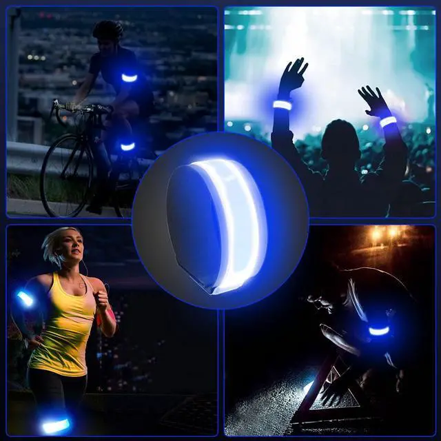 Alt view image 7 of 7 - _Mega Brand 2 Pack USB-C Rechargeable Safety Lights for Runners, 360° Reflective LED Bracelets Armbands Reflectors for Walking at Night