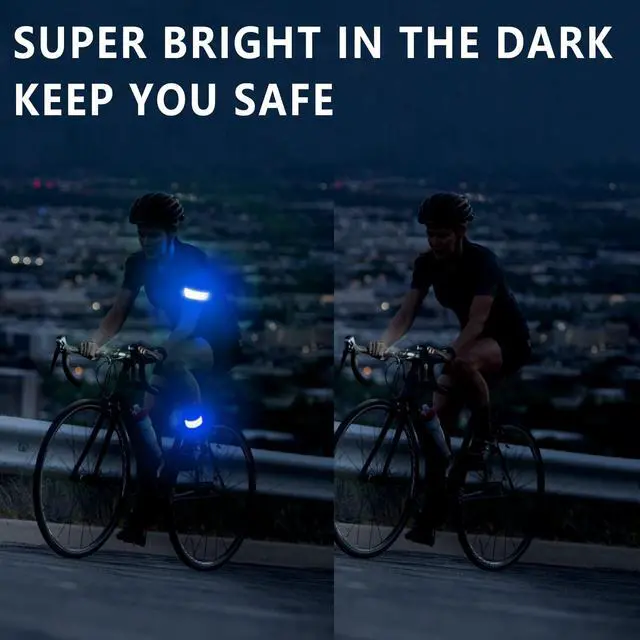 Alt view image 6 of 7 - _Mega Brand 2 Pack USB-C Rechargeable Safety Lights for Runners, 360° Reflective LED Bracelets Armbands Reflectors for Walking at Night
