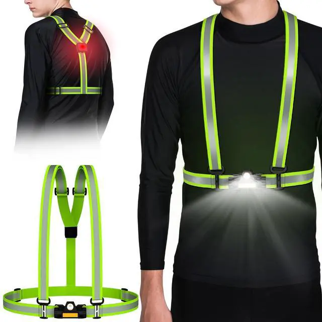Main image of _Mega Brand Running Lights for Runners,Reflective Vest with LED Chest LightBack Warning Light,High Visibility Running Gear with USB Charging for Walking Running Cycling,Adjustable for Men Women Kids