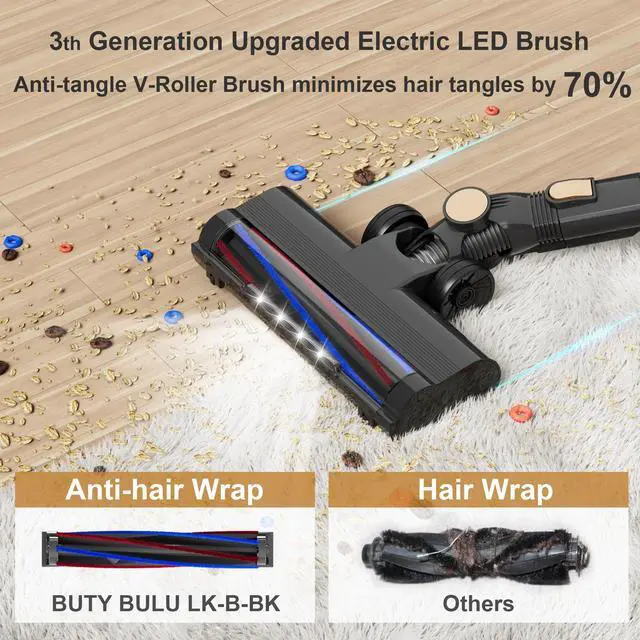 Alt view image 3 of 6 - _Mega Brand Cordless Stick Vacuum Cleaner, 30KPa Handheld 2200mAh Rechargeable Battery Lightweight Small Vac Electirc Broom, 40Mins Runtime for Home Hard Floor Carpet Pet Hair Cleaning, LED Screen
