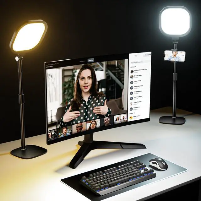 Main image of 2 Packs Video Conference Lights for Zoom Meeting, LitONES Podcast Lighting Kit for Working from Home Office, Desktop Video Light with Stand and Phone Holder CRI 97.8