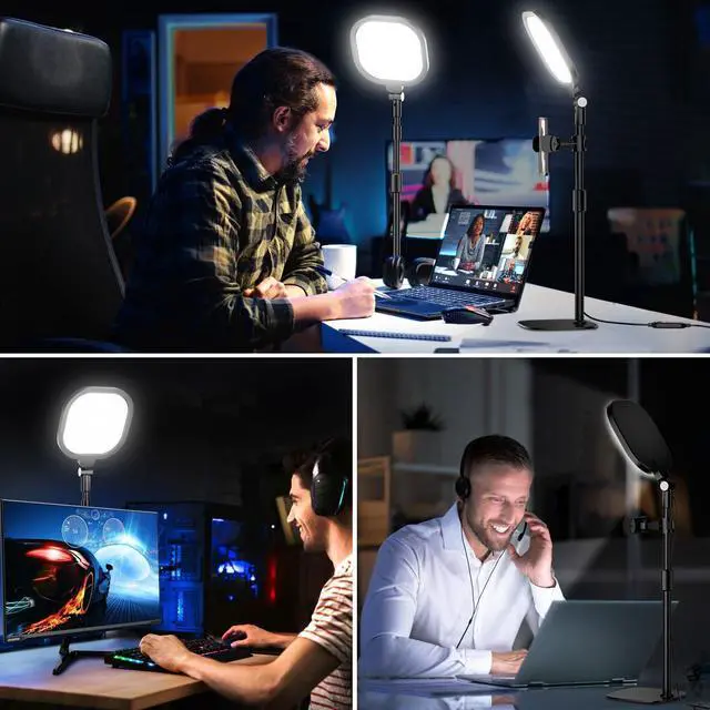 Alt view image 6 of 7 - 2 Packs Video Conference Lights for Zoom Meeting, LitONES Podcast Lighting Kit for Working from Home Office, Desktop Video Light with Stand and Phone Holder CRI 97.8