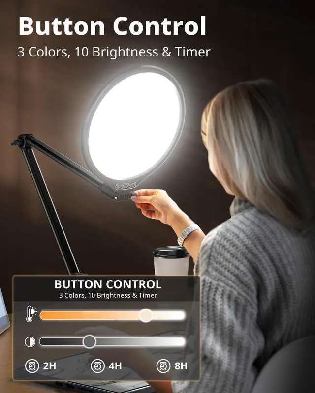 Alt view image 3 of 6 - _Mega Brand 10" Key Light for Streaming, Desk Ring Light with Adjustable Arm (1 Pack), Zoom Lighting for Home Office, Gaming, Podcast, Video Calls, and Recording
