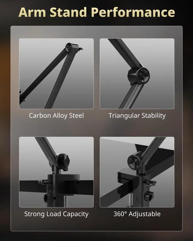 Alt view image 6 of 6 - _Mega Brand 10" Key Light for Streaming, Desk Ring Light with Adjustable Arm (1 Pack), Zoom Lighting for Home Office, Gaming, Podcast, Video Calls, and Recording