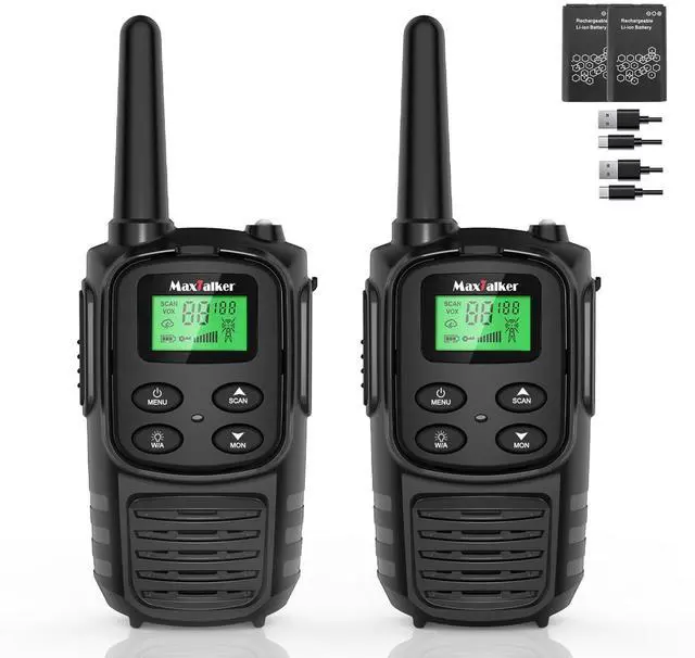 Main image of _Mega Brand Walkie Talkies Long Range for Adult,MT10 Rechargeable Walkie Talkies FRS Two Way Radio,NOAA, 1200mAh Li-ion Battery USB-C Cable,LED Flashlight,VOX Walkie Talkie for Hiking Camping 2Pack