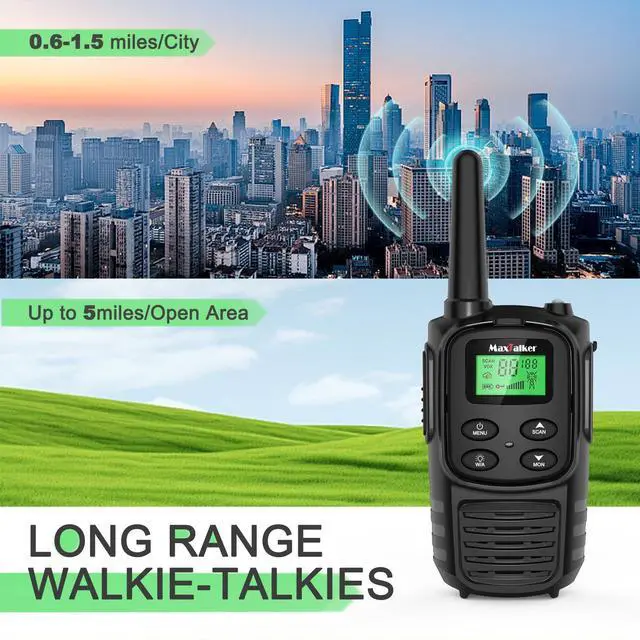 Alt view image 4 of 7 - _Mega Brand Walkie Talkies Long Range for Adult,MT10 Rechargeable Walkie Talkies FRS Two Way Radio,NOAA, 1200mAh Li-ion Battery USB-C Cable,LED Flashlight,VOX Walkie Talkie for Hiking Camping 2Pack