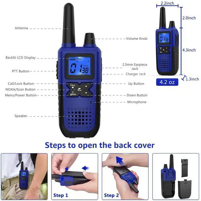 Alt view image 6 of 7 - _Mega Brand Walkie Talkies Long Range for Adults Rechargeable with Earpiece NOAA Weather Alert,Multi-purpose 2 Way Radio Team Work Senior Care Kid Adventure Family Camping Hiking Skiing Cruise