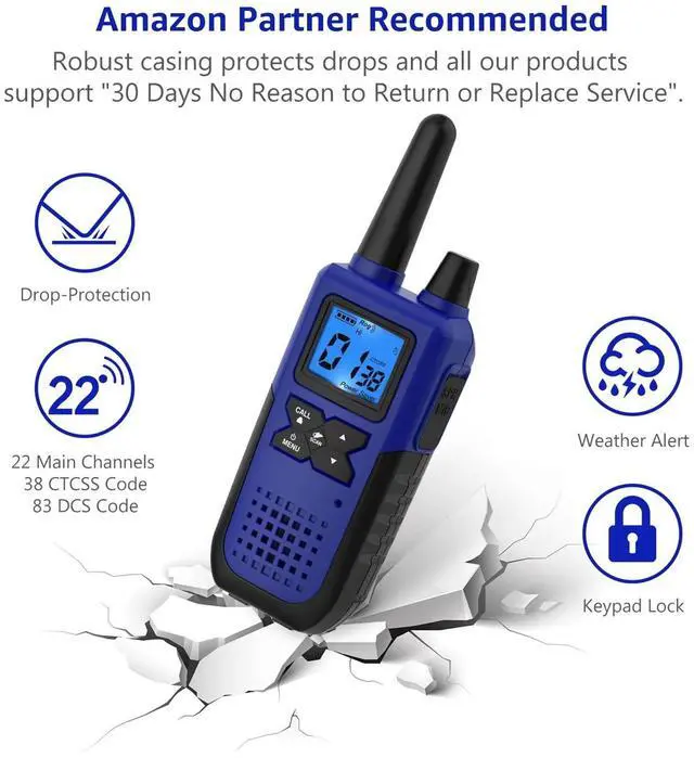 Alt view image 7 of 7 - _Mega Brand Walkie Talkies Long Range for Adults Rechargeable with Earpiece NOAA Weather Alert,Multi-purpose 2 Way Radio Team Work Senior Care Kid Adventure Family Camping Hiking Skiing Cruise
