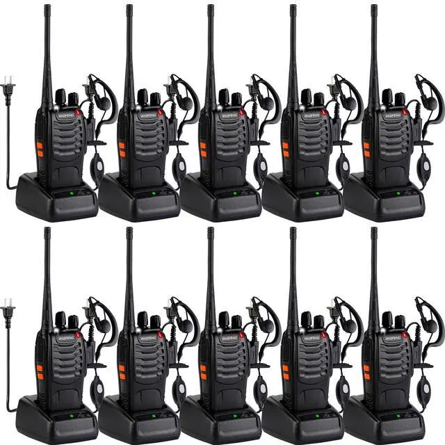 Main image of _Mega Brand Walkie Talkies 888S Rechargeable Long Range with Earpieces for Adults, 16 Channel Professional Radio Handheld Two Way Radios Li-ion Battery and Charger Included (10pack with 10earpiece)