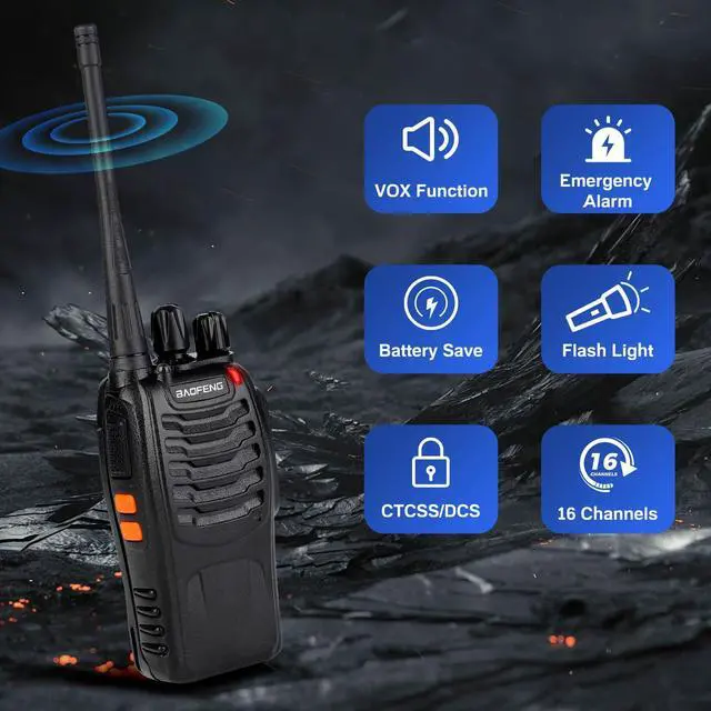 Alt view image 5 of 7 - _Mega Brand Walkie Talkies 888S Rechargeable Long Range with Earpieces for Adults, 16 Channel Professional Radio Handheld Two Way Radios Li-ion Battery and Charger Included (10pack with 10earpiece)