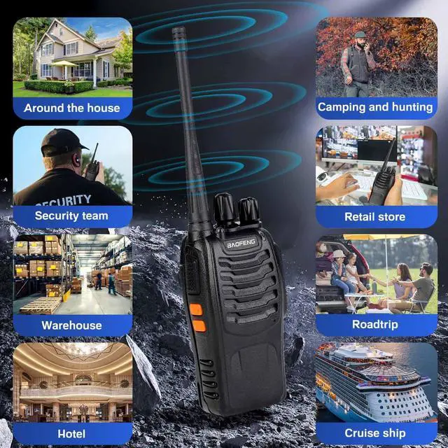 Alt view image 7 of 7 - _Mega Brand Walkie Talkies 888S Rechargeable Long Range with Earpieces for Adults, 16 Channel Professional Radio Handheld Two Way Radios Li-ion Battery and Charger Included (10pack with 10earpiece)
