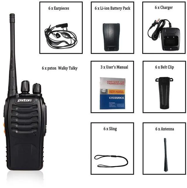 Alt view image 7 of 7 - Two Way Radios Long Range Walkie Talkies for Adults with Headphones,16 Channel Handheld 2 Way Radio Rechargeable with Flashlight Li-ion Battery and Charger6 Pack