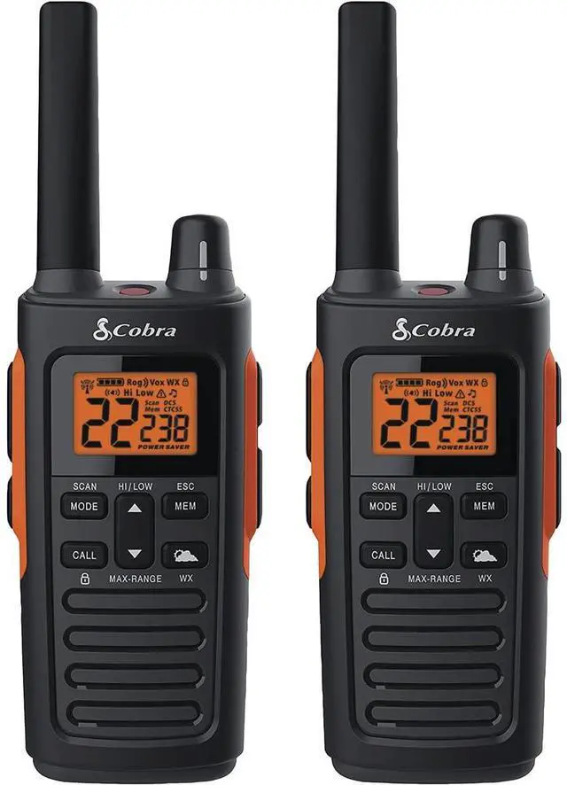 Main image of _Mega Brand RX680 Walkie Talkies(2-Pack)-Rugged & Splashproof Two Way Radios Long Range, IP54 Water Resistant Design,60 Pre-Programmed Channels,Weather Alerts,Included Charging Dock(Black/Orange)