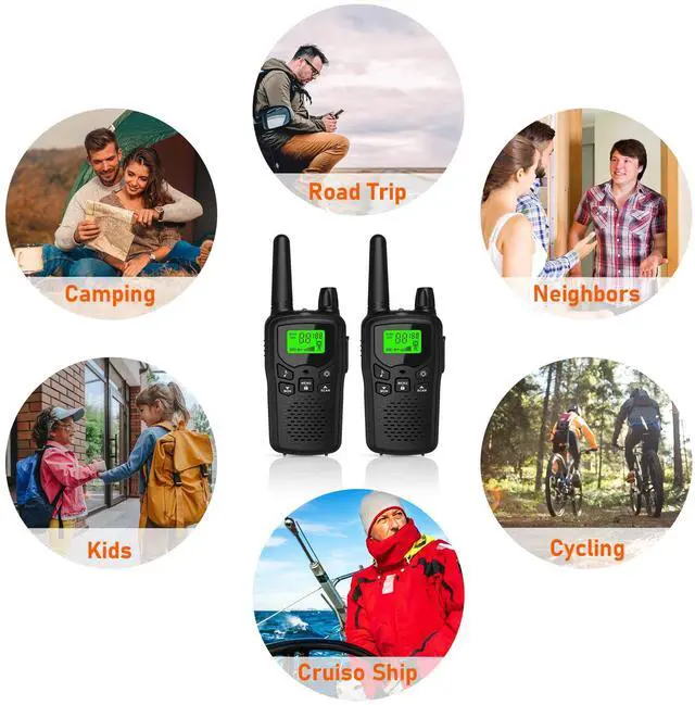 Alt view image 7 of 7 - _Mega Brand Long Range Walkie Talkies with 22 FRS Channels, Adults with Lamp, VOX, LCD Display for Outdoor Activities - Black