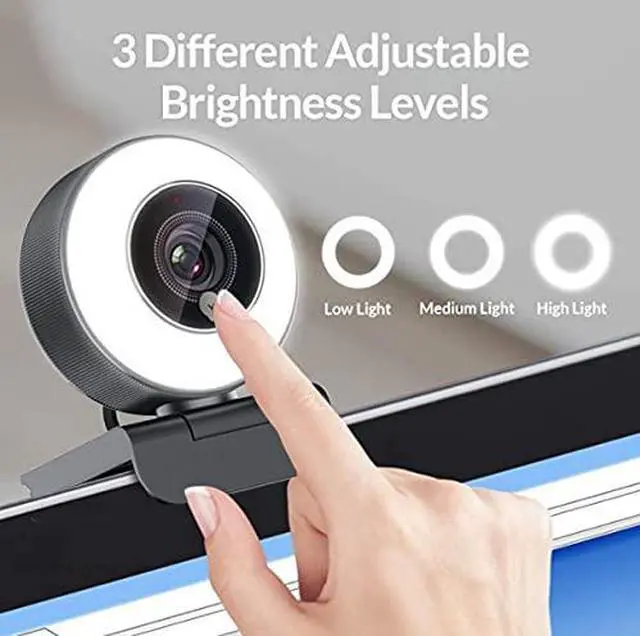 Alt view image 2 of 6 - _Mega Brand Streaming 1080P HD Webcam Built in Adjustable Ring Light and Mic. Advanced autofocus AF Web Camera for Google Meet Gamer Facebook YouTube Streamer