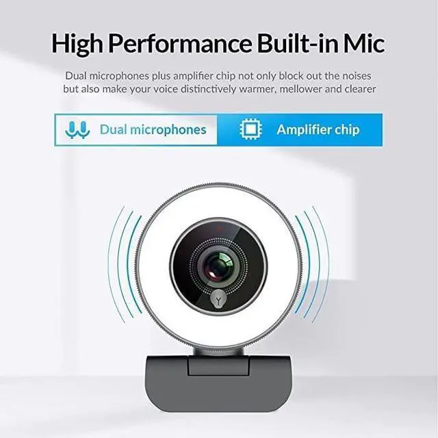 Alt view image 4 of 6 - _Mega Brand Streaming 1080P HD Webcam Built in Adjustable Ring Light and Mic. Advanced autofocus AF Web Camera for Google Meet Gamer Facebook YouTube Streamer
