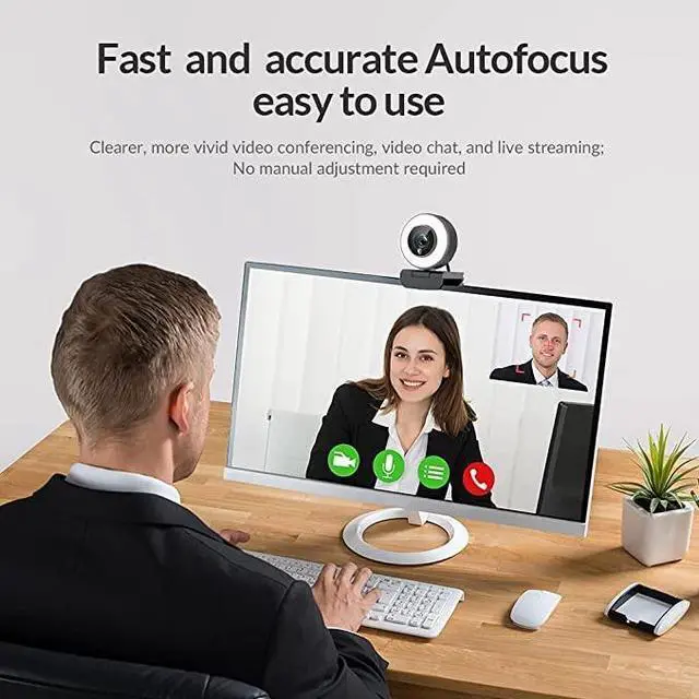Alt view image 5 of 6 - _Mega Brand Streaming 1080P HD Webcam Built in Adjustable Ring Light and Mic. Advanced autofocus AF Web Camera for Google Meet Gamer Facebook YouTube Streamer