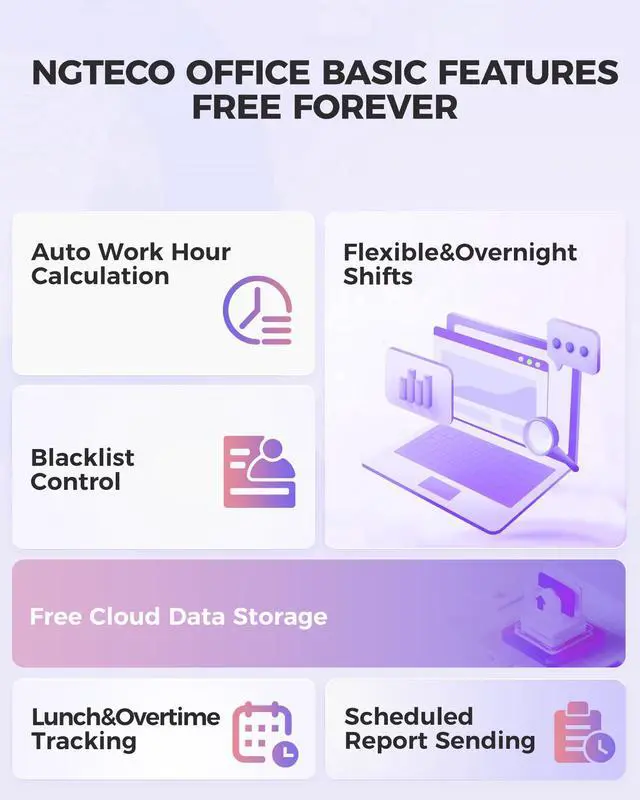 Alt view image 4 of 7 - _Mega Brand Cloud Time Clock, Upgraded TC1 Remote Control 2.4GHz WiFi Time Card Machine for Small Business with Software & App for iOS/Android, Includes 5 RFID Cards No Monthly Fees