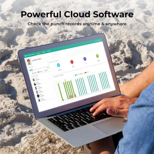 Alt view image 5 of 7 - _Mega Brand Time Clocks for Employees Small Business - CX2 Fingerprint Biometric Clock in and Out Machine - Forever Free Cloud Software, Black