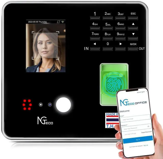 Main image of _Mega Brand Cloud Time Clock, Upgraded TC1 Remote Control 2.4GHz WiFi Time Card Machine for Small Business with Software & App for iOS/Android, Includes 5 RFID Cards No Monthly Fees