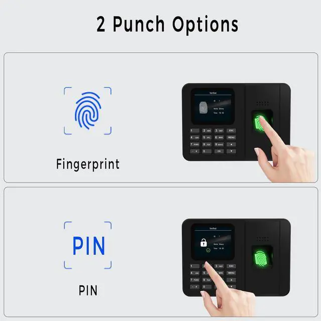 Alt view image 2 of 7 - _Mega Brand Time Clocks for Employees Small Business, Fingerprint + PIN, Clock in and Out Machine for Employees, No Monthly Fee No Software Required