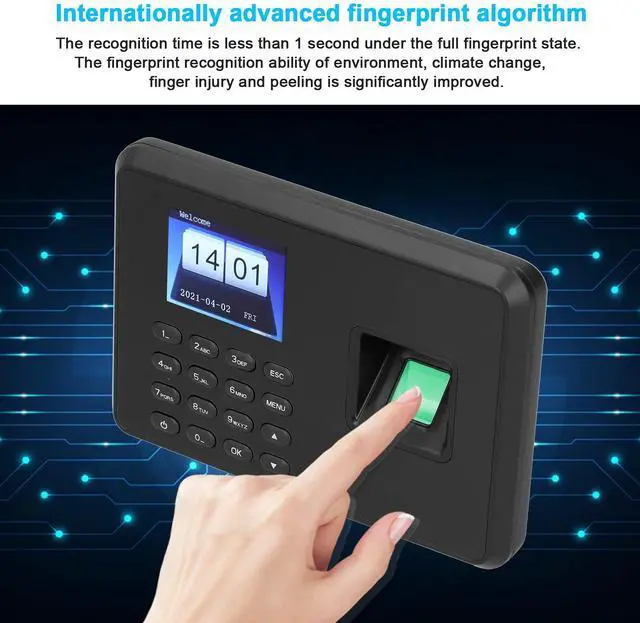Alt view image 2 of 7 - Attendance Machine, 2.4in Attendance Machine Fingerprint Biometric TFT Colou, Time Clock for Employees Small Business(US-Black)