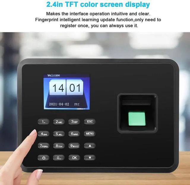 Alt view image 3 of 7 - Attendance Machine, 2.4in Attendance Machine Fingerprint Biometric TFT Colou, Time Clock for Employees Small Business(US-Black)