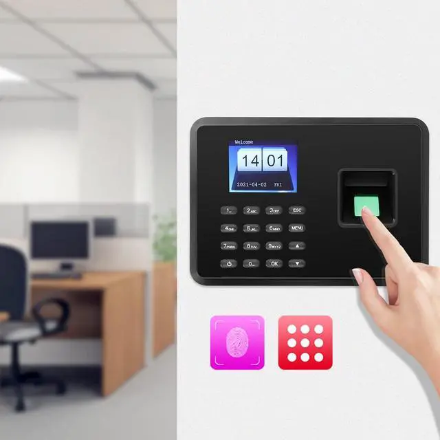 Alt view image 5 of 7 - Attendance Machine, 2.4in Attendance Machine Fingerprint Biometric TFT Colou, Time Clock for Employees Small Business(US-Black)