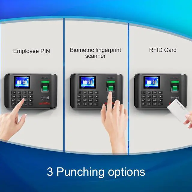 Alt view image 3 of 7 - _Mega Brand A5 Time Clock-Time Clocks for Employees Small Business-Fingerprint, RFID and PIN Biometric Time Clock, Office Punch Clock, with 5 Badges-0 Monthly Fees