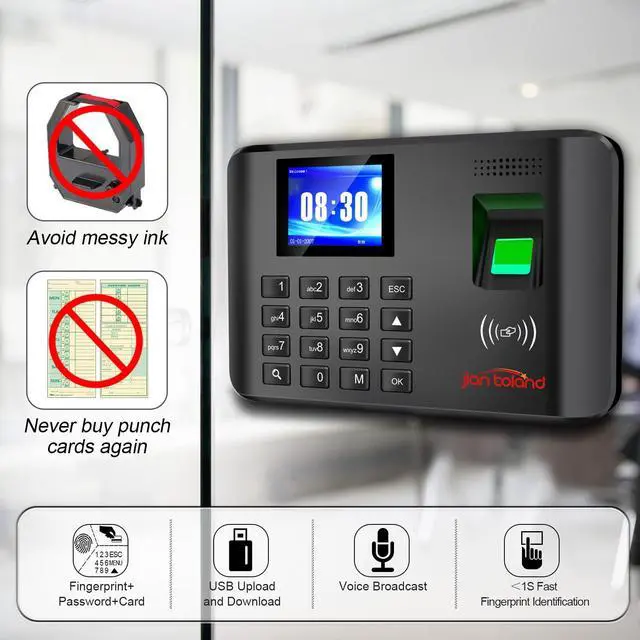 Alt view image 4 of 7 - _Mega Brand A5 Time Clock-Time Clocks for Employees Small Business-Fingerprint, RFID and PIN Biometric Time Clock, Office Punch Clock, with 5 Badges-0 Monthly Fees